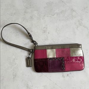Coach Pink Patchwork Wristlet